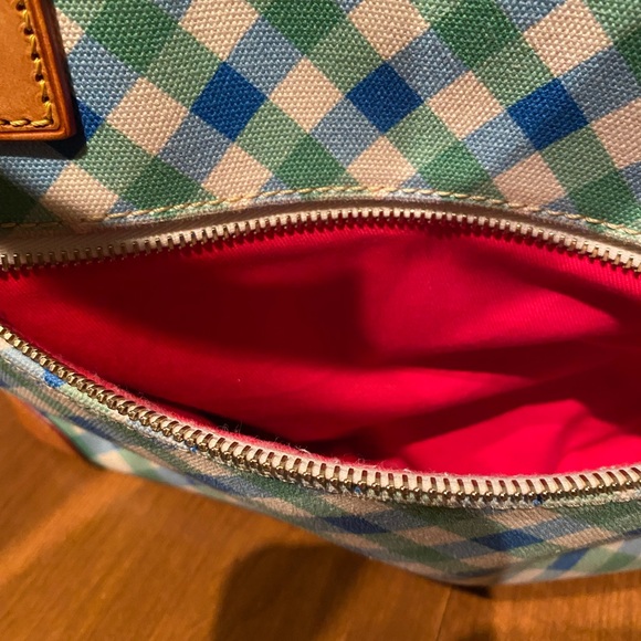 Dooney & Bourke Plaid Green and Blue Canvas Tote - Picture 13 of 15